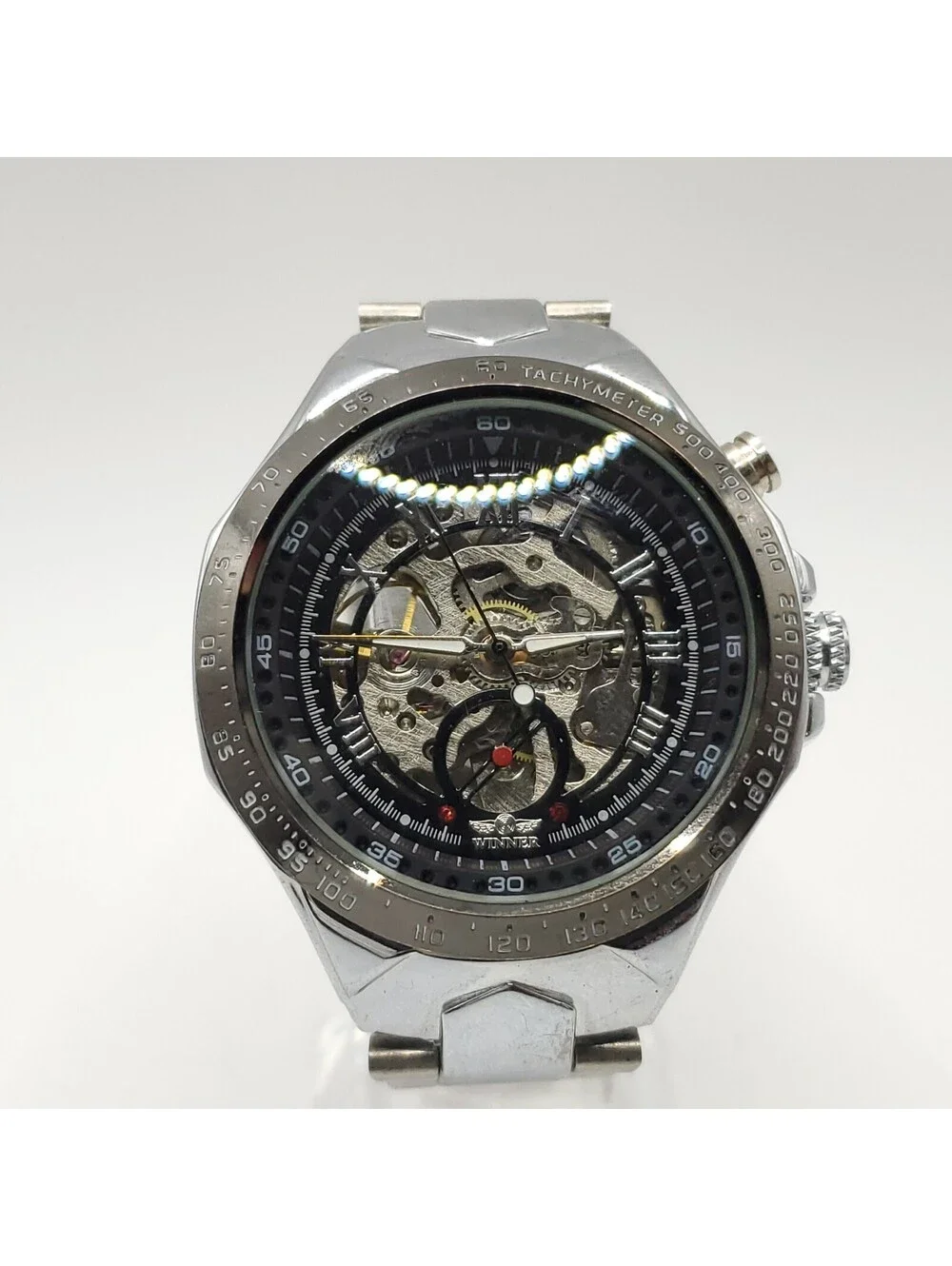 Winner Mens Automatic 44mm Watch TM432 Running Please Read 6.5